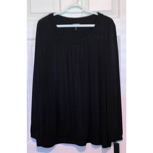 Daisy Fuentes Black Long‎ Sleeve Ribbed Elastic Cuffs Bottom Blouse Size XL NWT